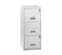 Classeur Pratic - 3 tiroirs pour dossiers suspendus - Métal - Corps Gris - Façades Gris