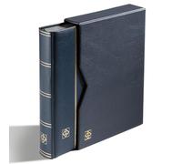 Classeur Premium, format A4, 32 pages noires, couverture en cuir matelassé avec cassette, bleu