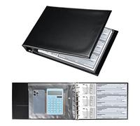 Classeur professionnel à 7 anneaux, capacité de 600 chèques pour feuilles de 22,9 x 33 cm, support de chéquier en cuir synthétique avec pochette zippée