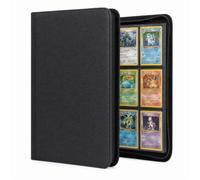 Classeur PU à 9 pochettes avec fermeture éclair, album de collection pouvant stocker 360 unités, album Pokemon compatible Pokemon, YuGiOh et cartes sport (Noir)