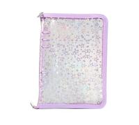 Classeur rechargeable A5 transparent, livre de collecte transparent à fermeture éclair pour cartes, billets, documents, carnet de notes à 6 anneaux, adorable classeur de rangement pour la gestion des