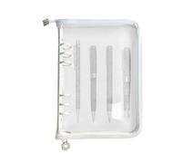 Classeur rechargeable en PVC transparent à 6 anneaux | Coque transparente pour carnet de notes avec pochette à fermeture éclair pour le suivi du budget, les études, les notes, la maison, le bureau