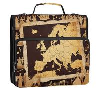 Classeur rétro européen continental marron à 3 anneaux avec sangle Capacité de laege Portfolio portable pour collège Encuadernador de cremallera