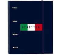 Safta Benetton Flag Classeur 4 anneaux de 35 cm avec 100 feuilles A4, idéal pour enfants de différents âges, confortable et polyvalent, qualité et résistance, 27 x 3,5 x 32 cm, bleu marine, M,