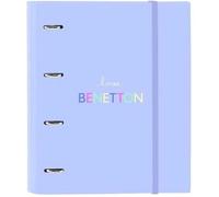 Classeur - Safta - Benetton Lila - 4 Anneaux De 35 Cm - 100 Feuilles A4 - Résistant Et Durable