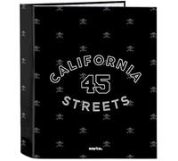 Safta Safta-M657 California Classeur à 4 anneaux, idéal pour enfants de différents âges, confortable et polyvalent, qualité et résistance, 27 x 6 x 33 cm, couleur noir, standard (532242657), Noir,