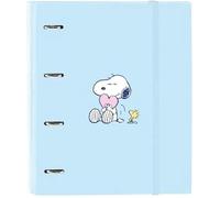 Safta Classeur 4 anneaux SNOOPY LOVE 35 cm, 100 feuilles A4, bleu clair, 27x3,5x32 cm