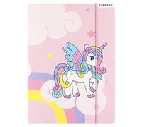 Classeur Scolaire A4 Plastifié avec Élastique Motif Licorne Rose