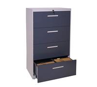 Classeur Suspendu HWC-A10, Armoire de Bureau en Acier, A4 verrouillable - 132x76x46cm Gris-Gris foncé