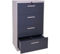 Classeur suspendu hwc-a10, armoire de bureau en acier, a4 verrouillable ~ 132x76x46cm gris-gris foncé Gris G