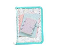 Classeur transparent - Classeur de papier A5 pour documents, carnet de collection avec autocollants zippés, couverture en PVC transparent, pages interchangeables, organiseur de papeterie, journal