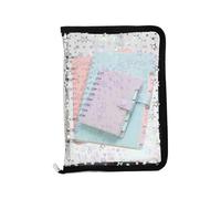 Classeur transparent rechargeable - Classeur rond à anneaux | papier pour documents | Carnet de collection d'autocollants à fermeture éclair pour cartes de journal, tickets, reçus, école