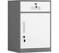 Classeur verrouillable en métal sous le bureau, 1 tiroir et 1 armoire, solution de rangement de bureau entièrement assemblée, solution de rangement sécurisée pour documents pour la maison et le bureau