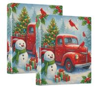Classeur vintage à 3 anneaux Motif camion enneigé 3,8 cm Capacité 200 feuilles 31,5 x 27 x 6 cm