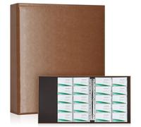 Classeur Visites A4 600 Cartes - Marron Cuir | 30 Feuilles Rechargeables (20 Poches/Face), Housse PU Cuir, Chargement Latéral Rapide, Organisation Professionnelle Cartes de Visite & Bancaires