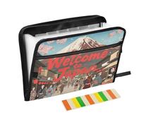 Classeur « Welcome to Japan Scenery Culture » avec intercalaires, 13 poches, format A4, avec fermeture éclair pour organiser vos dossiers