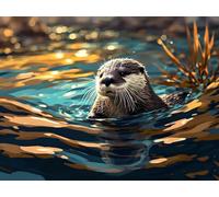 Classic 1000piece Jigsaw Puzzle and Sea Otter Canvas Home Wall Decoration A 38x52cm