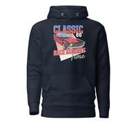 Classic 66' Race Against Time Vintage Cars Sweat à capuche unisexe adulte, Bleu marine vif, XL