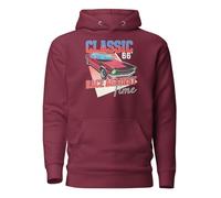 Classic 66' Race Against Time Vintage Cars Sweat à capuche unisexe adulte, bordeaux, XXL