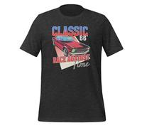 Classic 66' Race Against Time Vintage Cars T-shirt unisexe adulte, Gris foncé, XXL