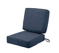 Classic Accessories Montlake Ensemble de Coussins imperméables pour Patio - 58,4 x 58,4 x 12,7 cm (siège)/53,3 x 50,8 x 10,2 cm (Dossier), Bleu Indigo chiné, pour Chaise Longue d'extérieur