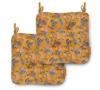 Classic Accessories Vera Bradley Lot de 2 Coussins de Chaise de Patio résistants à l'eau, 48,3 x 48,3 x 12,7 cm, Toile de forêt Tropicale dorée