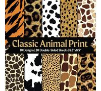 Classic Animal Print Scrapbook Paper Craft Pad: 10 Safari Designs, 20 Double-Sided Sheets Printed on 8.5"x8.5" Size Paper With Premium Color. Great ... Decoupage, Collage, DIY Project Etc.