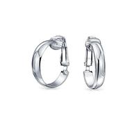 Classic Basic Simple Polished Lightweight Clip On Eop Earrings For Women Non Pierced Ears .925 Argent Sterling .75 Diameter