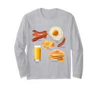 Classic Breakfast Foods Bacon Eggs Pancakes Retro Manche Longue