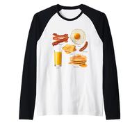 Classic Breakfast Foods Bacon Eggs Pancakes Retro Manche Raglan