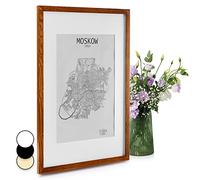 Classic by Casa Chic - Cadre A1 59,4 x 84,1 cm en bois Massif pour Affiche ou Poster avec Passe-partout A2 inclus, Verre Acrylique - Brun rustique