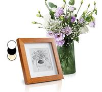 Classic by Casa Chic - Cadre Photo Carré 15 x 15 cm en bois Massif - Passe-partout de 10 x 10 cm inclus - Vitre en Verre Trempé - Brun rustique