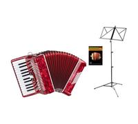 Accordeon Piano Rouge 48 Boutons Bass 26 Touches Set Sangles Coffre Pupitre