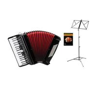 Classic Cantabile 72 Bass Accordéon "Secondo V" Set (Accordéon 72 basses avec housse & sangles incluant pupitre & école d'accordéon) Noir