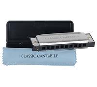 Classic Cantabile AHB-150 ECO Alabama Blues Harmonica C-Dur - 10 anches laiton - Idéale débutants - Boîtier inox chromé - Étui & chiffon inclus.
