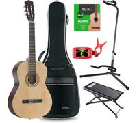 Guitare 4/4 Classique Acoustique Set Housse Accordeur Etui Support Repose-Pied