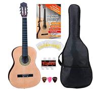 Classic Cantabile AS-861 Guitare Classique 7/8 Set Débutant (guitare classique acoustique, adaptée aux enfants de 10 à 13 ans, housse, cordes, partitions, médiators, sifflet accordeur) naturel