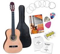 Classic Cantabile AS-861 Guitare Classique 3/4 Set Débutant (guitare classique acoustique, adaptée aux enfants de 8 à 11 ans, housse, cordes, partitions, médiators, sifflet accordeur) naturel