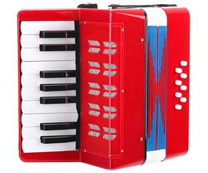 Classic Cantabile Bambino Accordéon Enfant, Rouge, 8 Basses, 17 Notes | Adapté dès 3 ans, Valve d’air, Sangle de maintien, 2 bretelles, Dimensions (L x H x P): 235 x 230 x 110 mm, Poids: 1, 2 kg