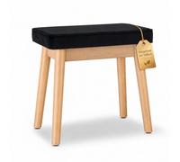 Classic Cantabile Banc De Piano Design Velours Cerisier, Noir, Bois Massif | Cadre cerisier, velours noir, pieds en bois massif, assise fixe 48 cm, embouts caoutchouc antidérapants