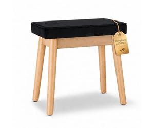 Classic Cantabile Banc De Piano Design Velours Cerisier, Noir, Bois Massif | Cadre cerisier, velours noir, pieds en bois massif, assise fixe 48 cm, embouts caoutchouc antidérapants