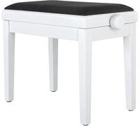 Classic Cantabile Banc De Piano Modèle A Velours Noir, Blanc Laqué | Velours Noir, Cadre Blanc Laqué, 48 - 58 cm Réglable En Hauteur, Bois Massif, Mécanique En Croix Double
