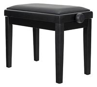 Classic Cantabile Banquette pour Piano Modèle A Noir Dépoli | Revêtement en cuir synthétique noir, assise amovible, hauteur réglable de 48 à 58 cm, double mécanisme croisé, 5 x 33 x 48 cm