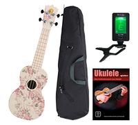 Classic Cantabile BeachBuddy "Desert Rose" Ukulele Sopran SET incl. Accordeur, Partitions et Housse (Uke, guitare Hawaii, plastique, adaptée pour extérieur & plage, accordeur, école, housse)
