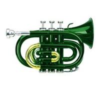 Classic Cantabile Brass TT-400 Trompette de Poche en Sib verte, Perce: 11 | Matériau: laiton, Diamètre du pavillon: 93 mm, 8 mm, Accord: Sib, Couleur: peinture verte, Peinture verte, Pavillon: 93 mm