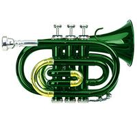 Classic Cantabile Brass TT-400 Trompette de Poche en Sib (laiton, pavillon diamètre : 93 mm, perce : 11,8 mm, accord : Sib, incl. étui léger, embouchure, chiffon de nettoyage, gants) verte