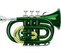 Classic Cantabile Brass TT-400 Trompette de Poche en Sib verte, Perce: 11 | Matériau: laiton, Diamètre du pavillon: 93 mm, 8 mm, Accord: Sib, Couleur: peinture verte, Peinture verte, Pavillon: 93 mm