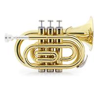 Classic Cantabile Brass TT-500 Trompette de Poche en Sib Laiton - Trompette Format Poche - Laiton Verni - Inclus Embouchure et Étui