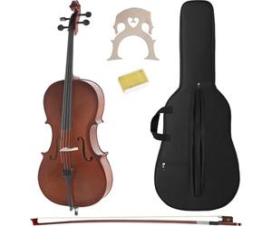 Classic Cantabile CP-100 Violoncelle 1/2 - Ensemble complet avec archet, housse, 4 mécaniques à réglage fin; table en épicéa, corps en érable, cordier carbone. Idéal pour cours de musique et débutant