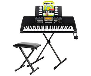 Classic Cantabile CPK-403 Keyboard Deluxe Set - 61 touches avec toucher dynamique - 618 sons et 200 rythmes d'accompagnement - incl. support, banc, sac, casque et école de clavier - noir